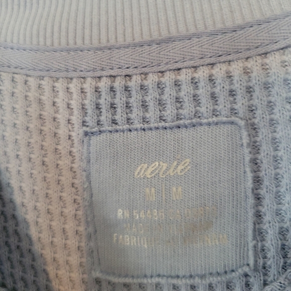 aerie womens waffle crewneck sweatshirt Light Blue Size Medium Oversized - Picture 2 of 4